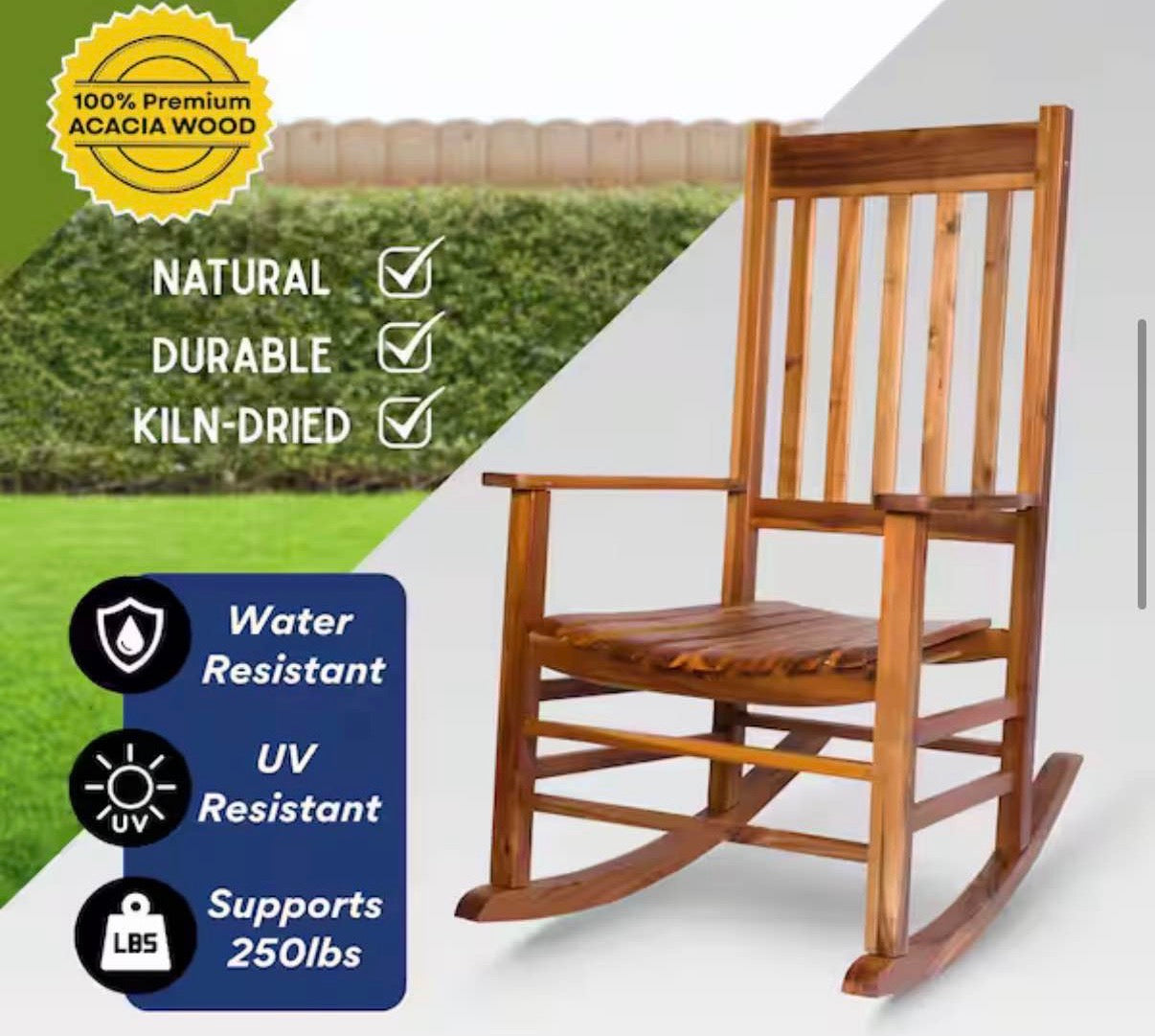 44"H Oak Porch Rocking Chair