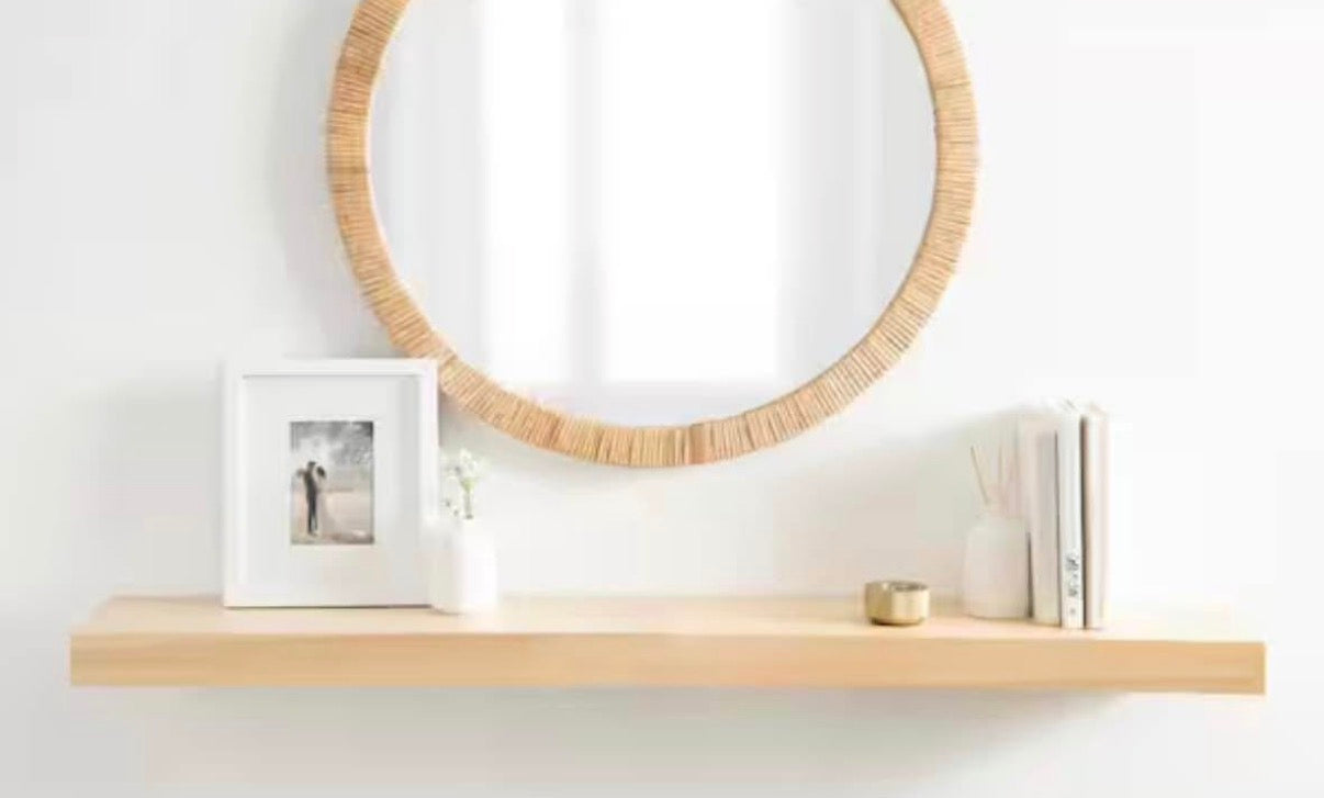 Natural Wood Floating Decorative Wall Shelf