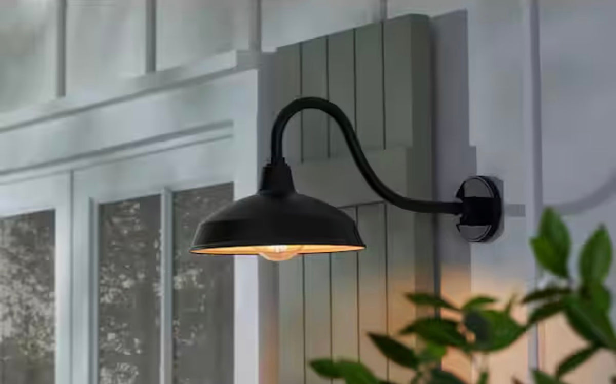11 in. Outdoor Wall Light Lantern Sconce with Steel Shade