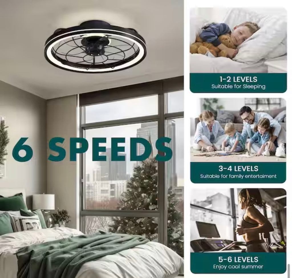 19 in. Modern Farmhouse Ceiling Fan with Light