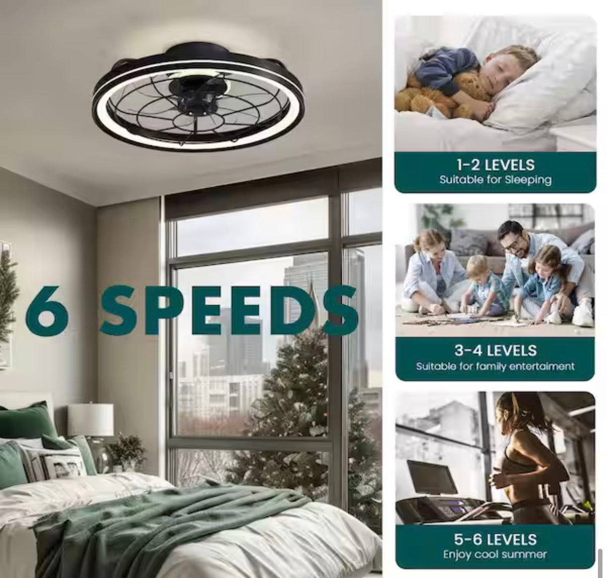 19 in. Modern Farmhouse Ceiling Fan with Light