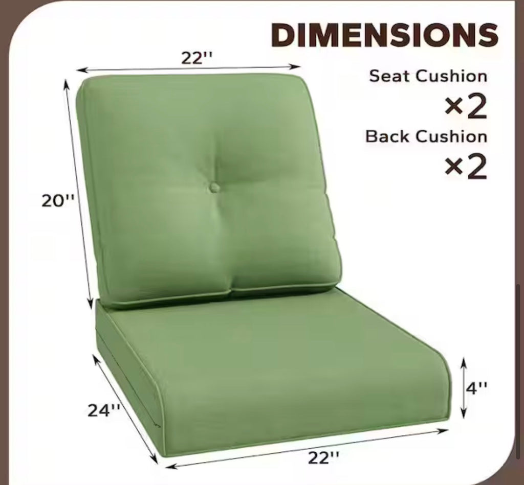22 in. x 24 in. 2-Piece Outdoor Patio Replacement Cushion
