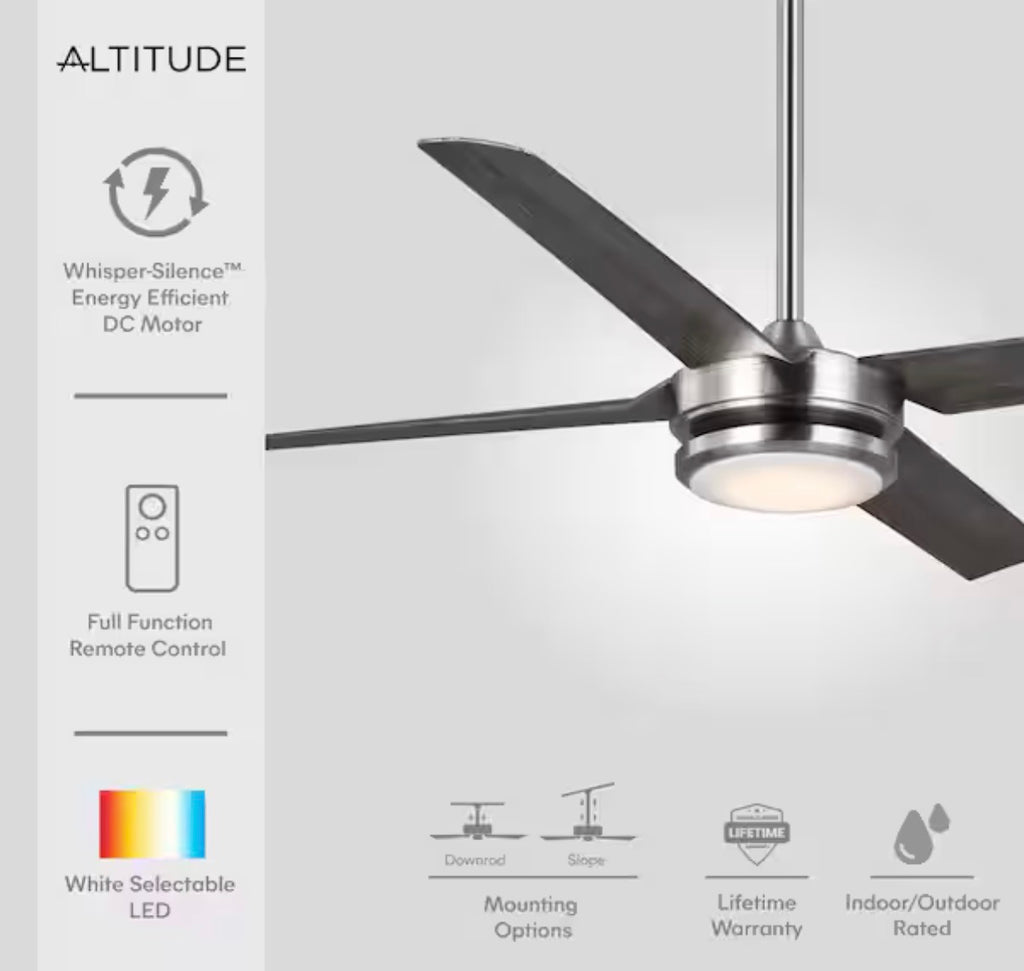 Laritza 56 in. LED Indoor/Outdoor Brushed Nickel Ceiling Fan