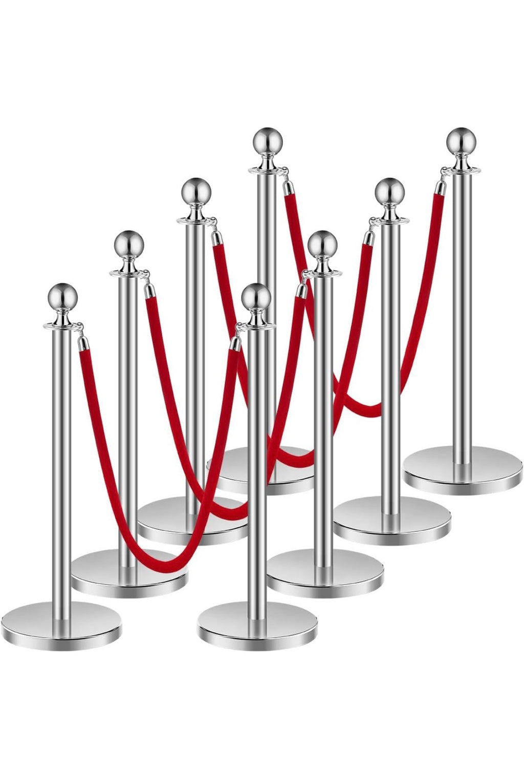 Crowd Control Stanchions and Velvet Ropes 8Pcs