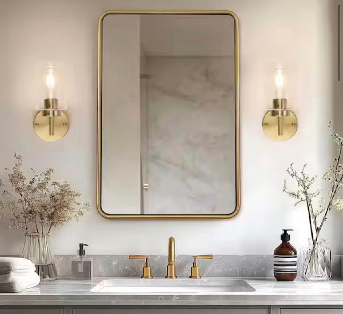 2-Pack Brass Modern Wall Sconce