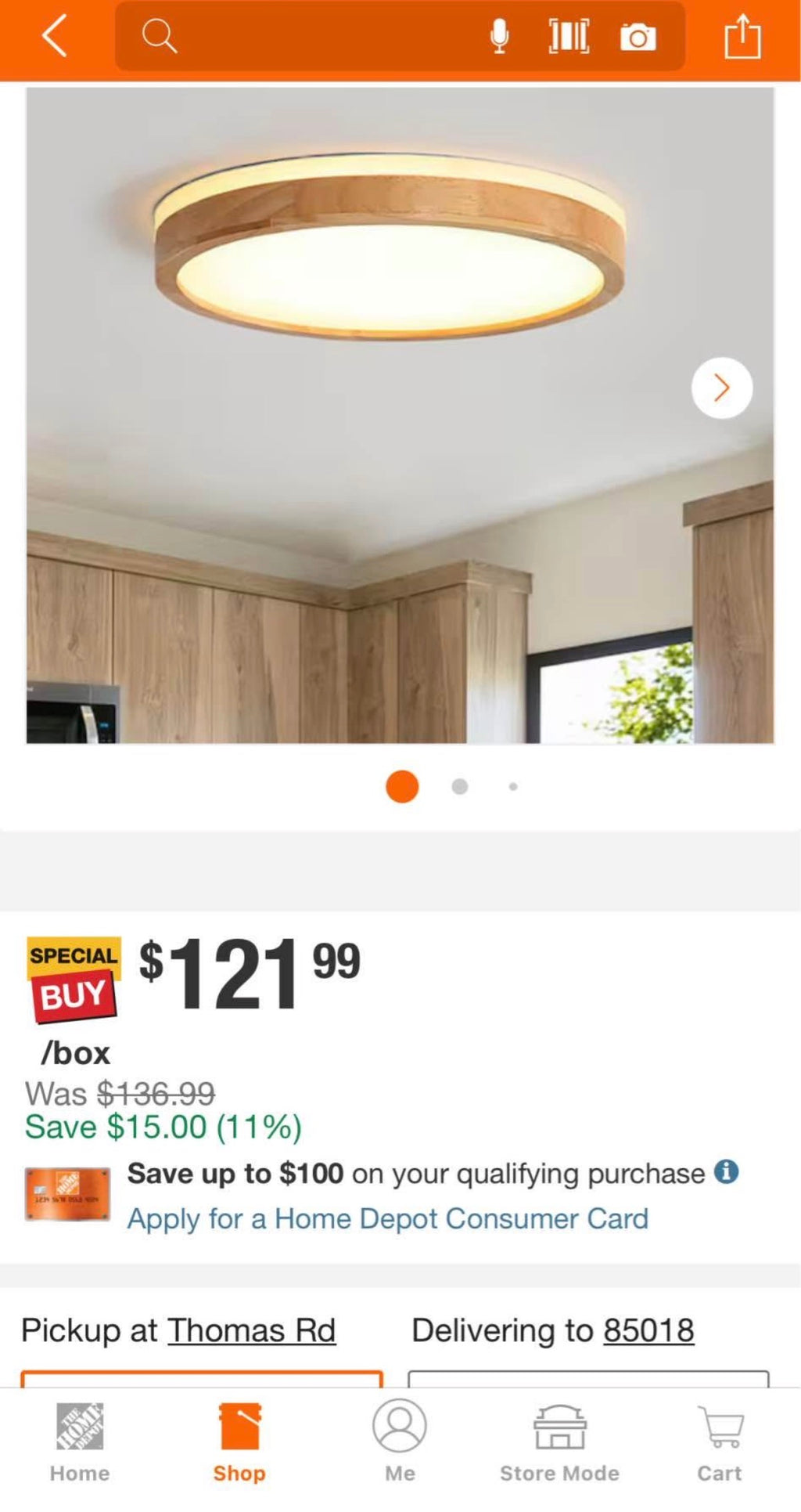 20 in Wood Round Ceiling Light