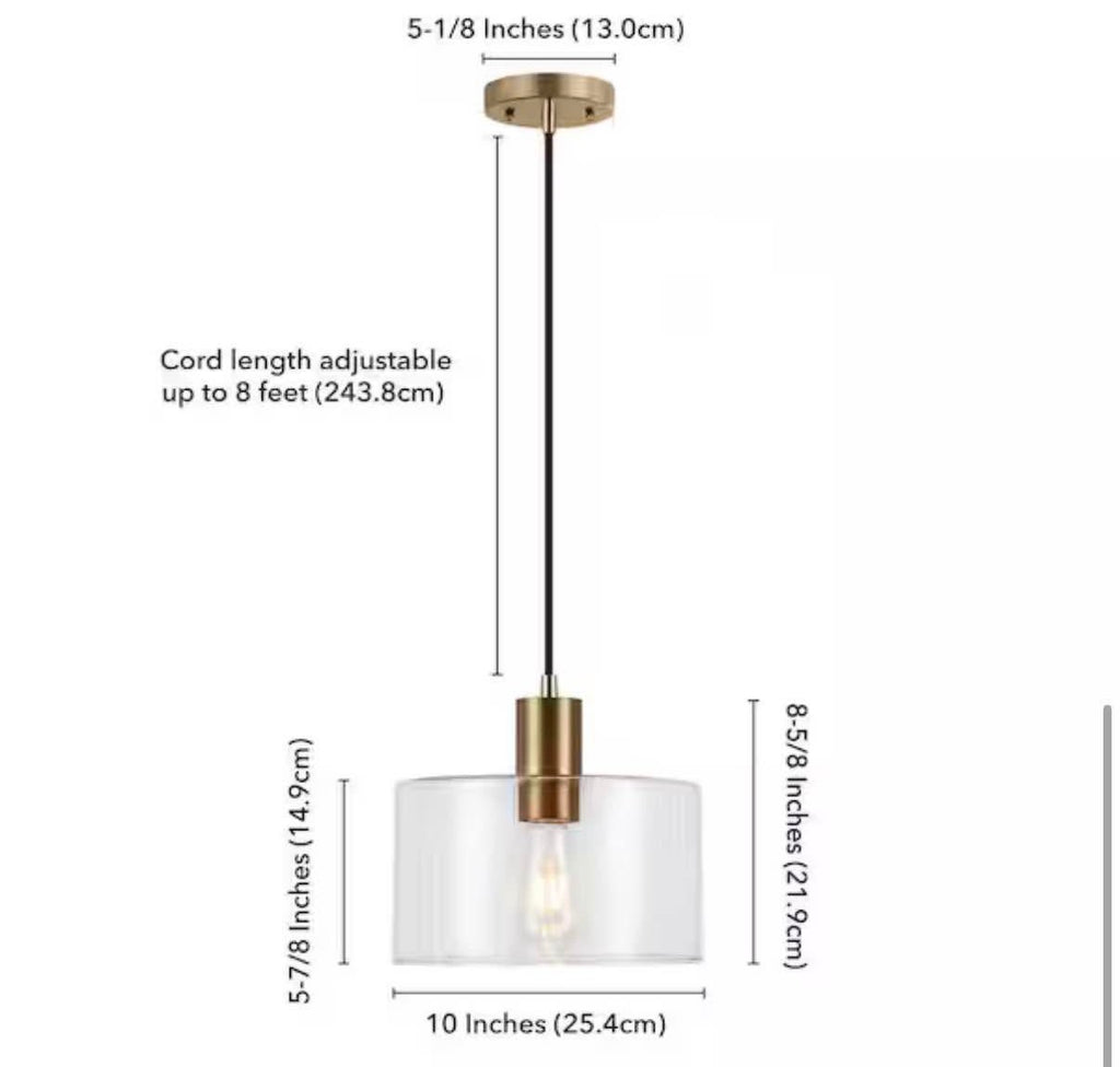 Henri 1-Light Glass Pendant with Brass Accents