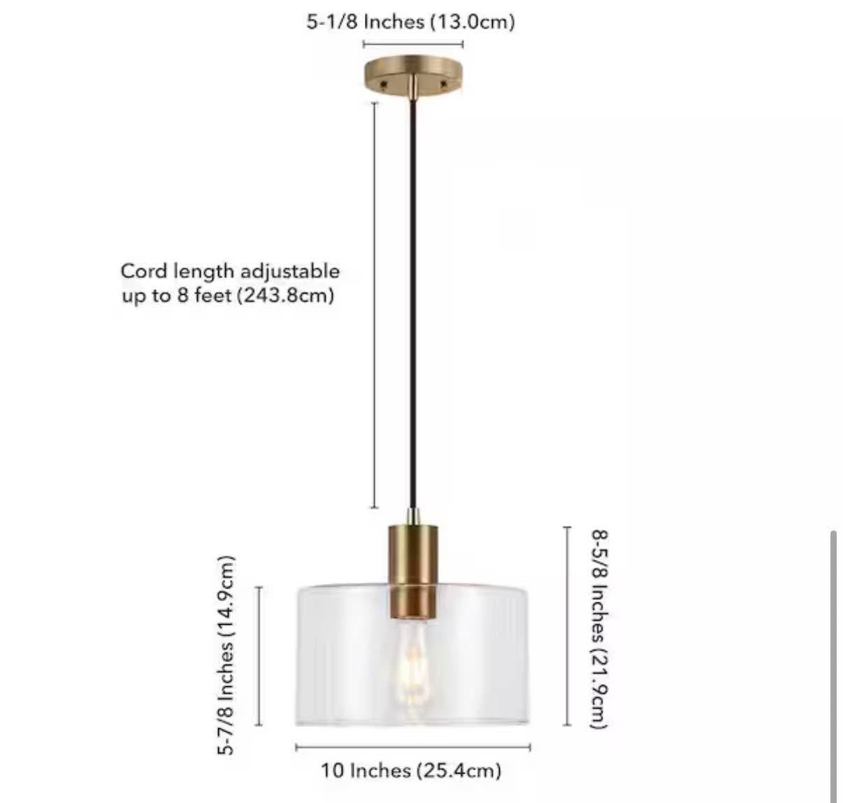 Henri 1-Light Glass Pendant with Brass Accents