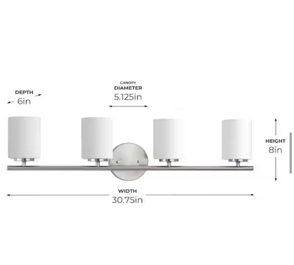 31 in. 4-Light Brushed Nickel Modern Bathroom Vanity Light