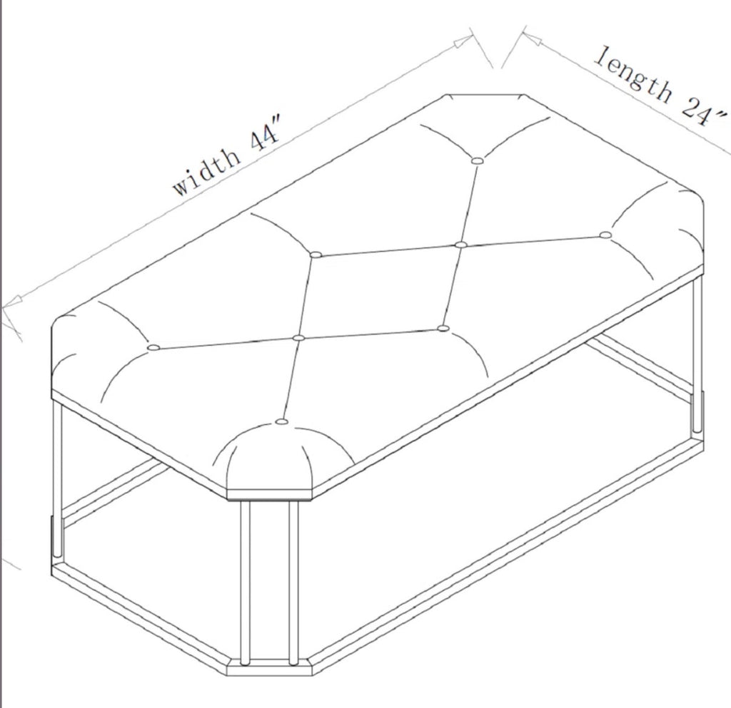 Otten 44 Wide Tufted Rectangle Cocktail Ottoman