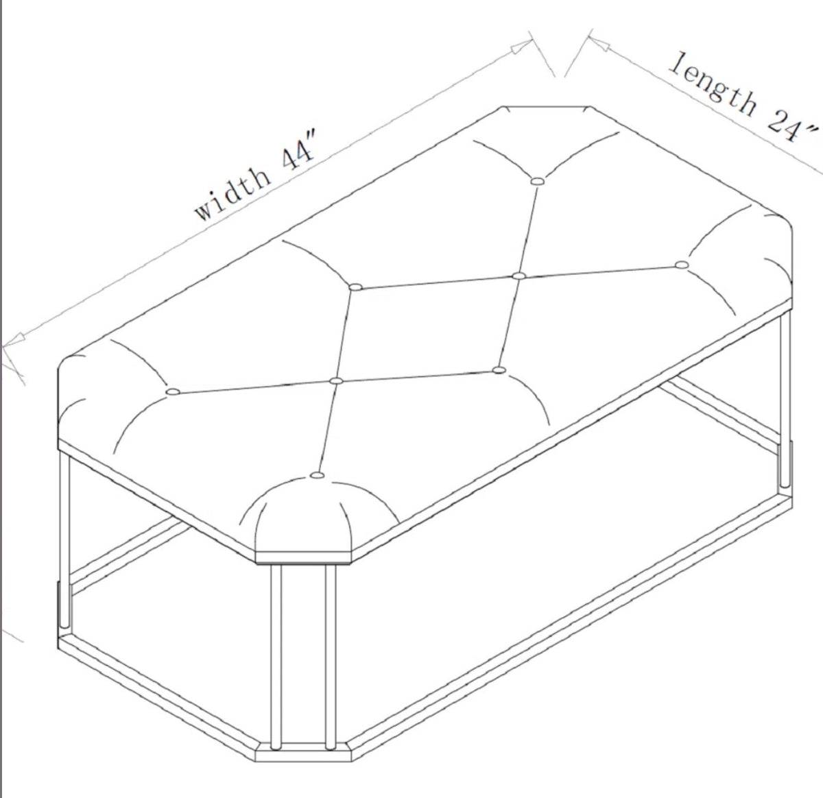 Otten 44 Wide Tufted Rectangle Cocktail Ottoman