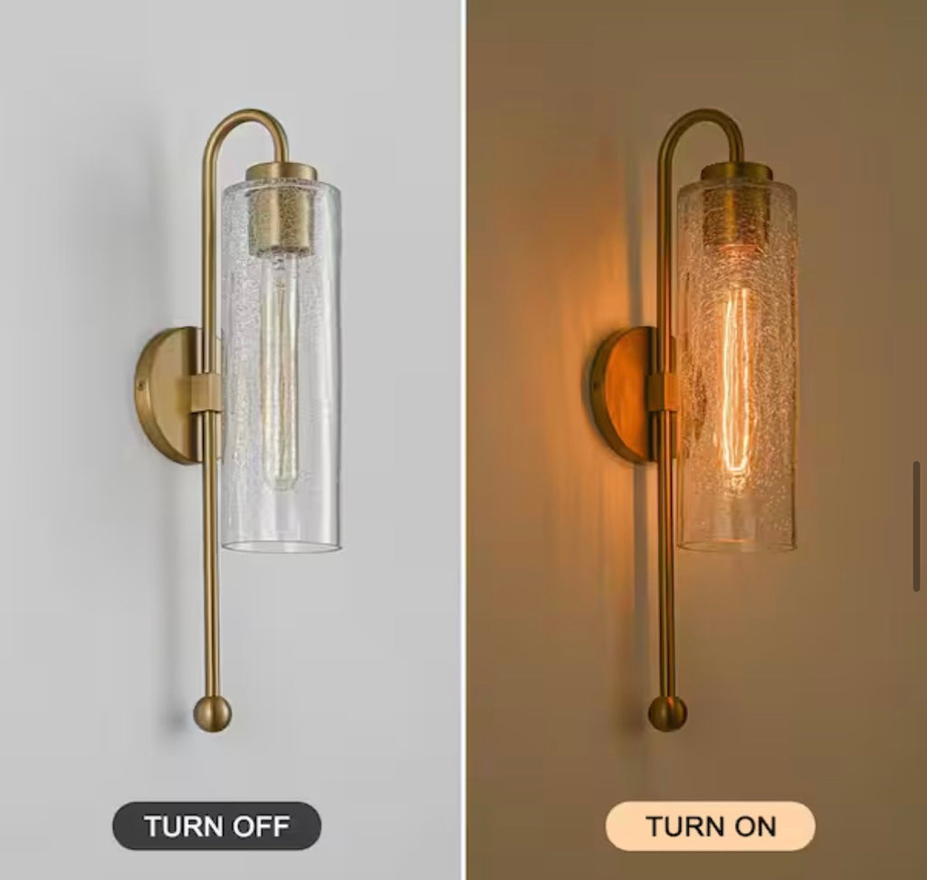 Miraletto 1-Light Cylinder Brushed Gold Wall Sconce