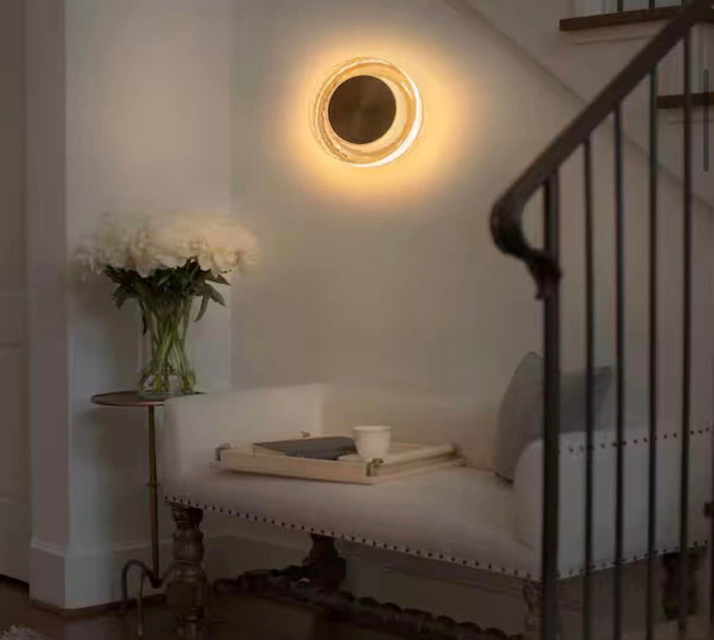 Modern Brass Round Dimmable Integrated LED Wall Sconce