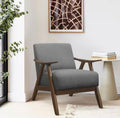 Ocala Gray Fabric Upholstery Solid Wood Frame Accent Chair