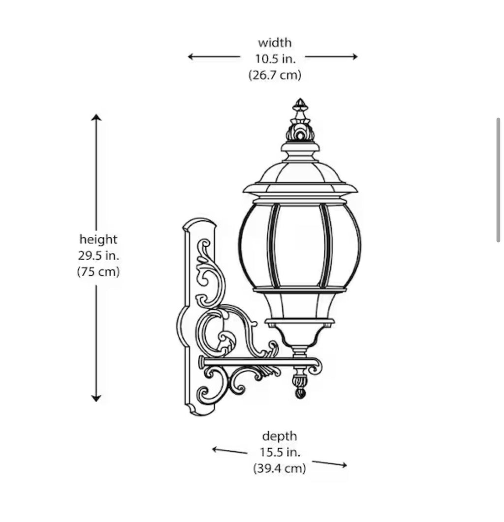 Francisco 29.5 in. 4-Light Black Coach Outdoor Wall Light