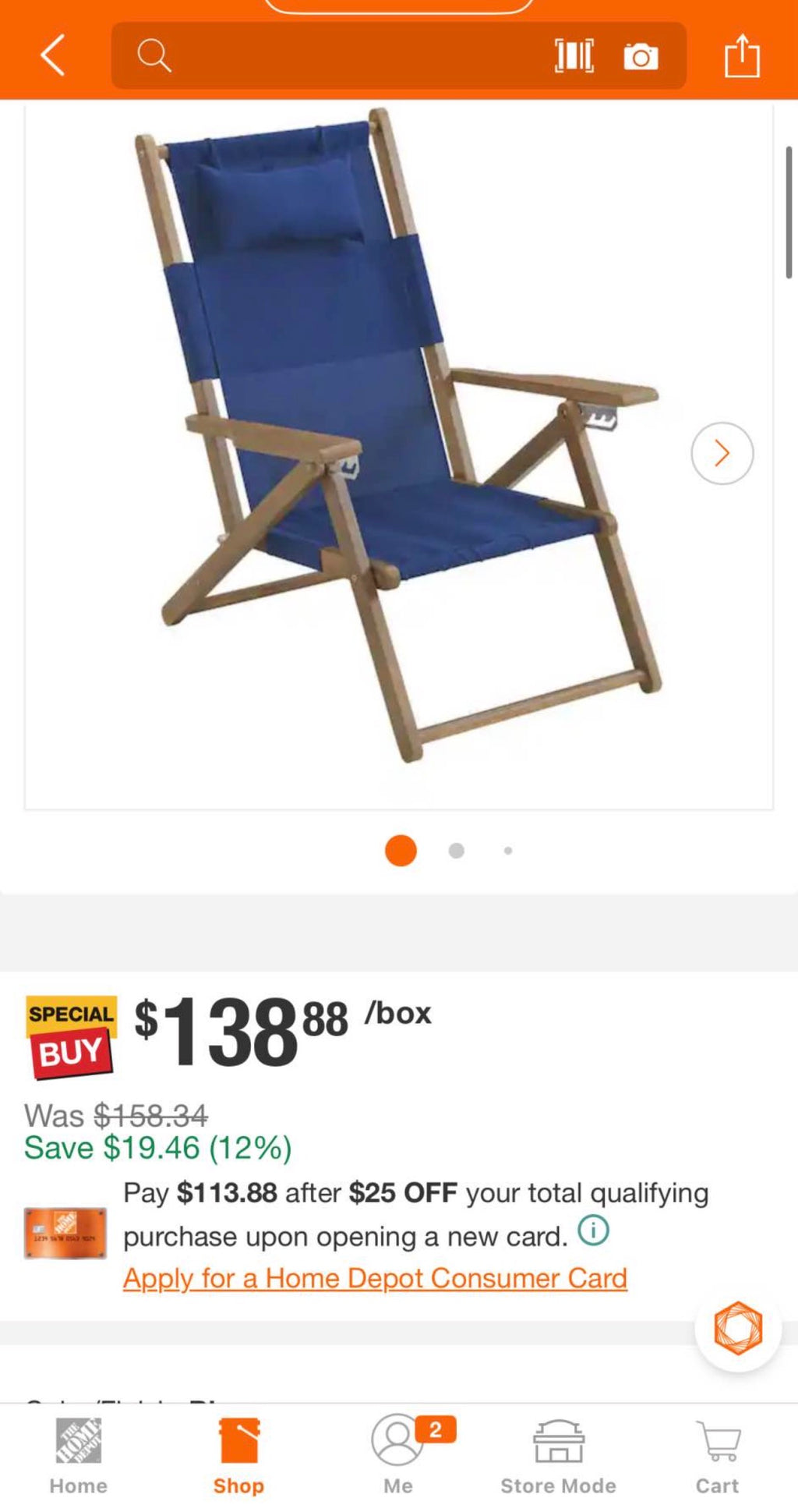 Blue Wood Folding Beach Chair