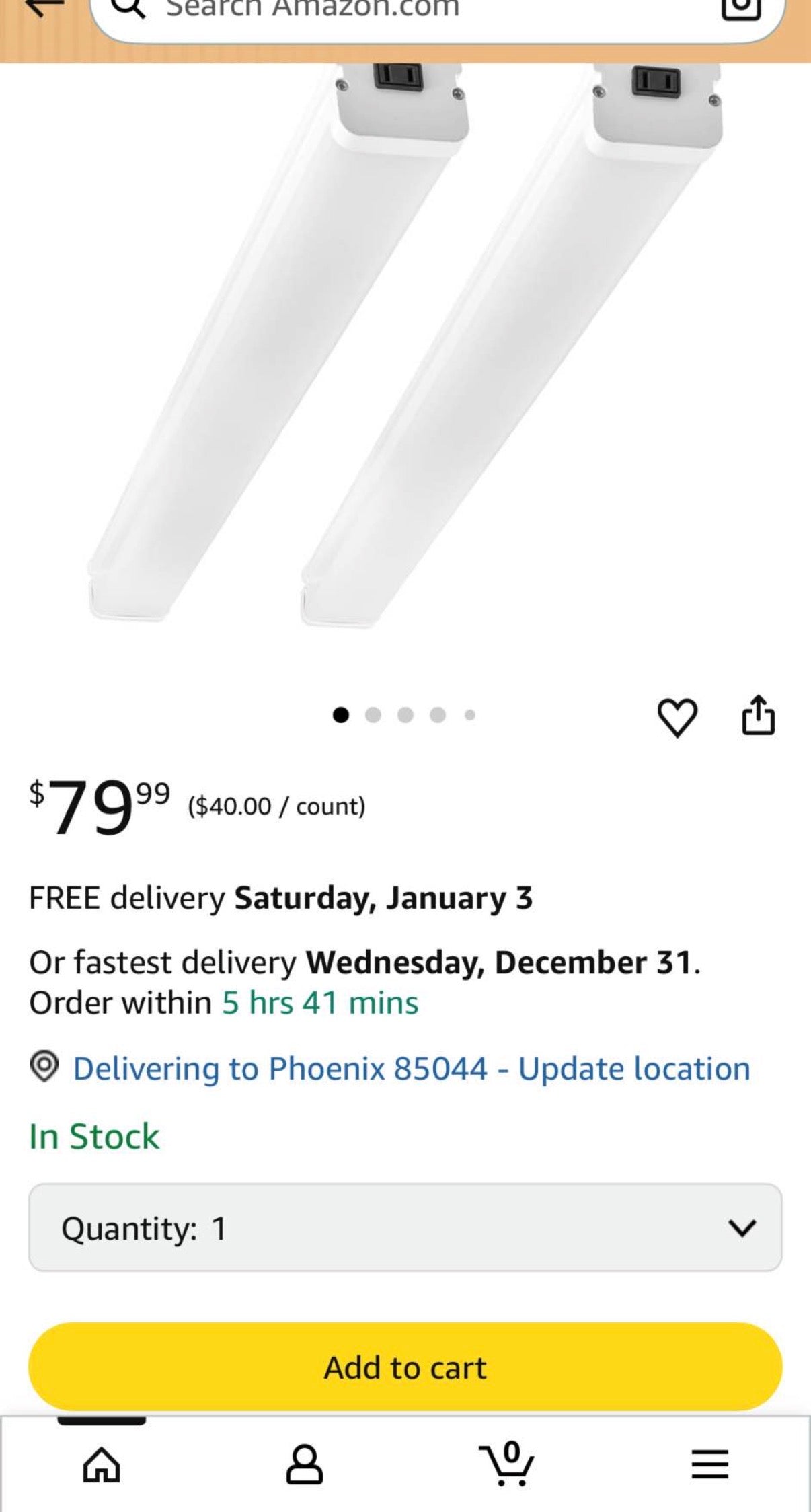 4-Foot LED Light Fixture Set Of 2