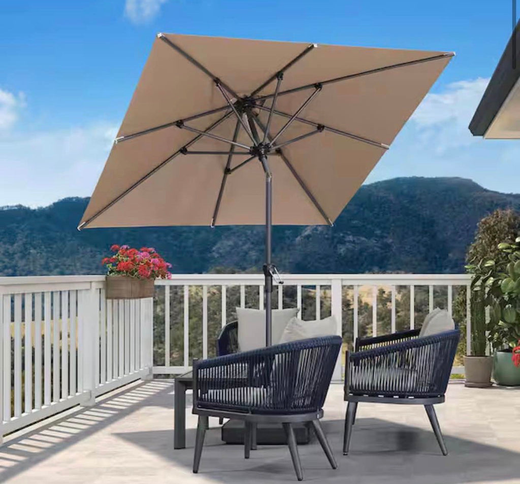 6.5 ft. Square Aluminum Crank and Tilt Outdoor Patio Market Umbrella