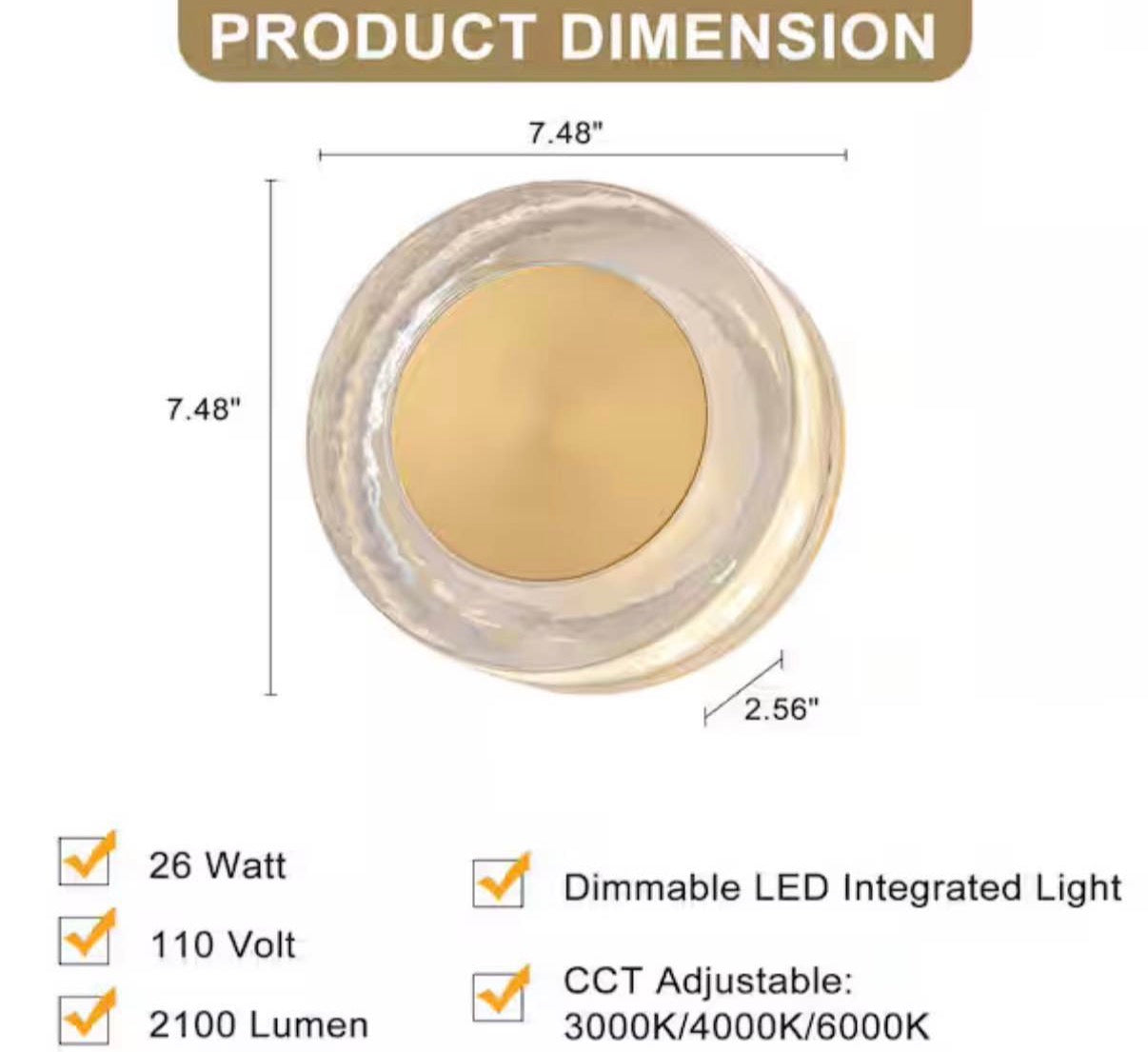 Modern Brass Round Dimmable Integrated LED Wall Sconce