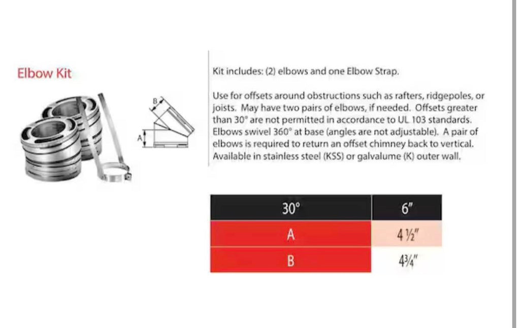 All-Fuel Chimney 6in. Diameter 30 Degree Elbow Kit
