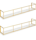 24 inch 2-Pack Wood and Metal Floating Wall Shelves