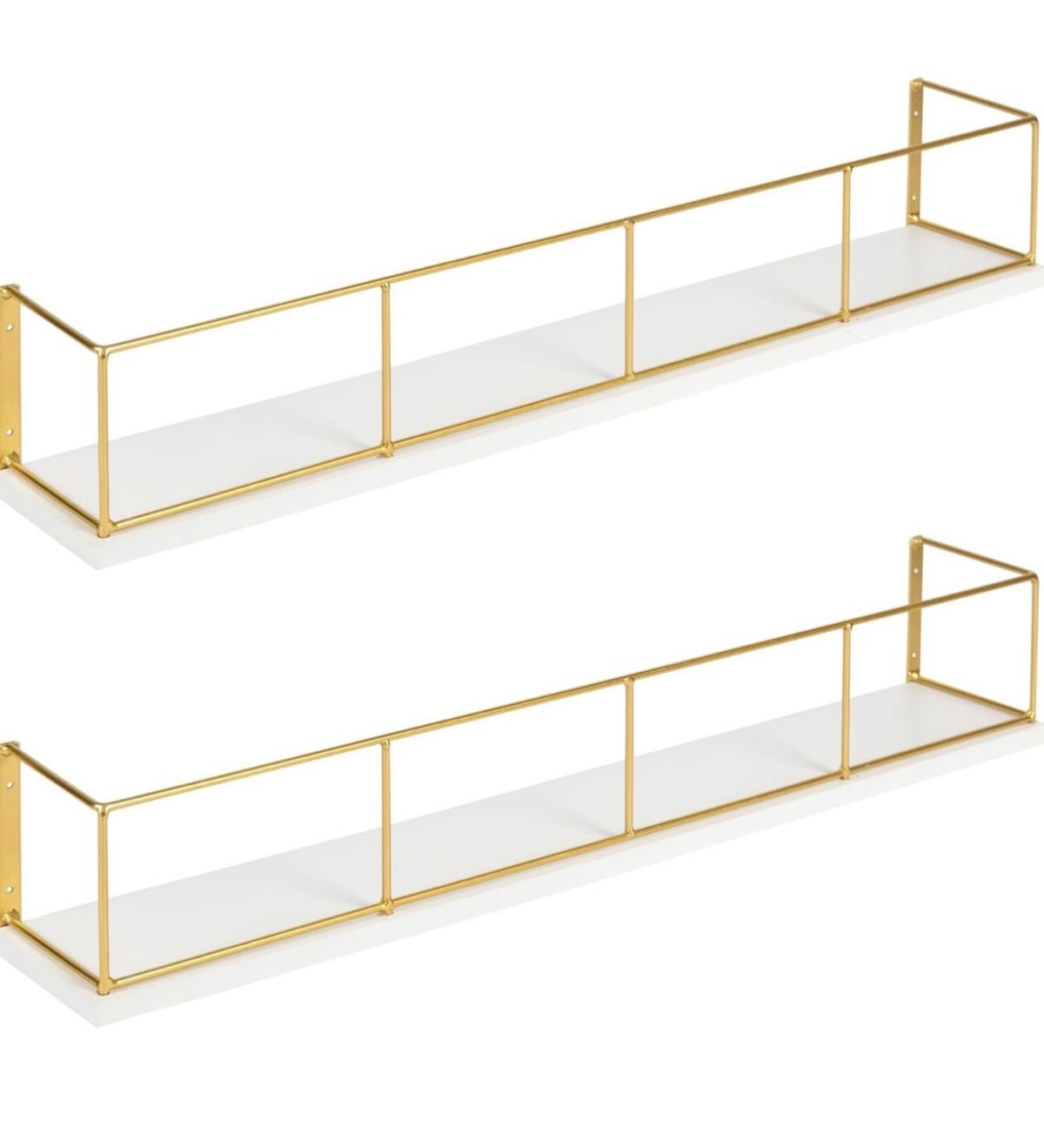 24 inch 2-Pack Wood and Metal Floating Wall Shelves