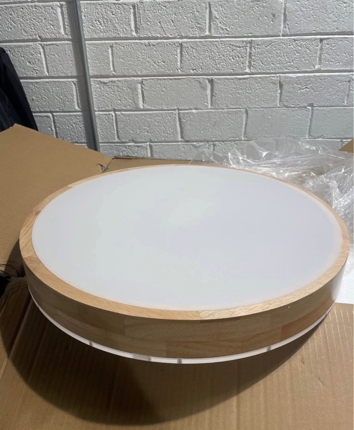 20 in Wood Round Ceiling Light