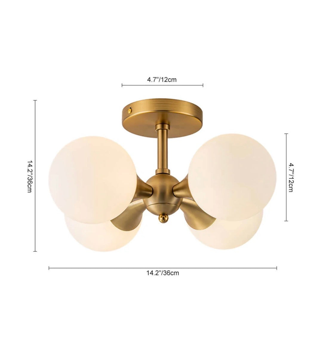 4-Light Gold Bubble Modern Sputnik Semi-Flush Mount Ceiling Light