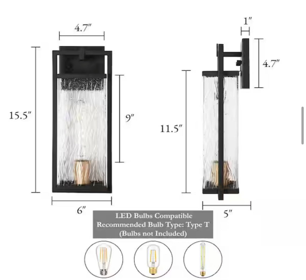 Modern Black Outdoor Wall Lantern Sconce