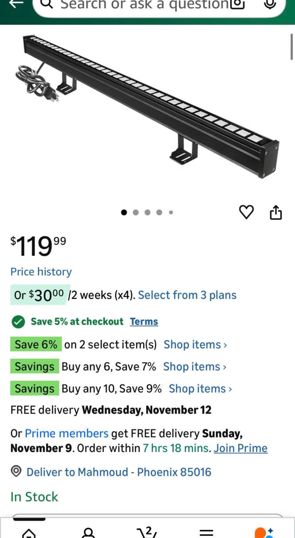 Wall Washer LED Lights 36W 5000K Daylight LED Light Bar