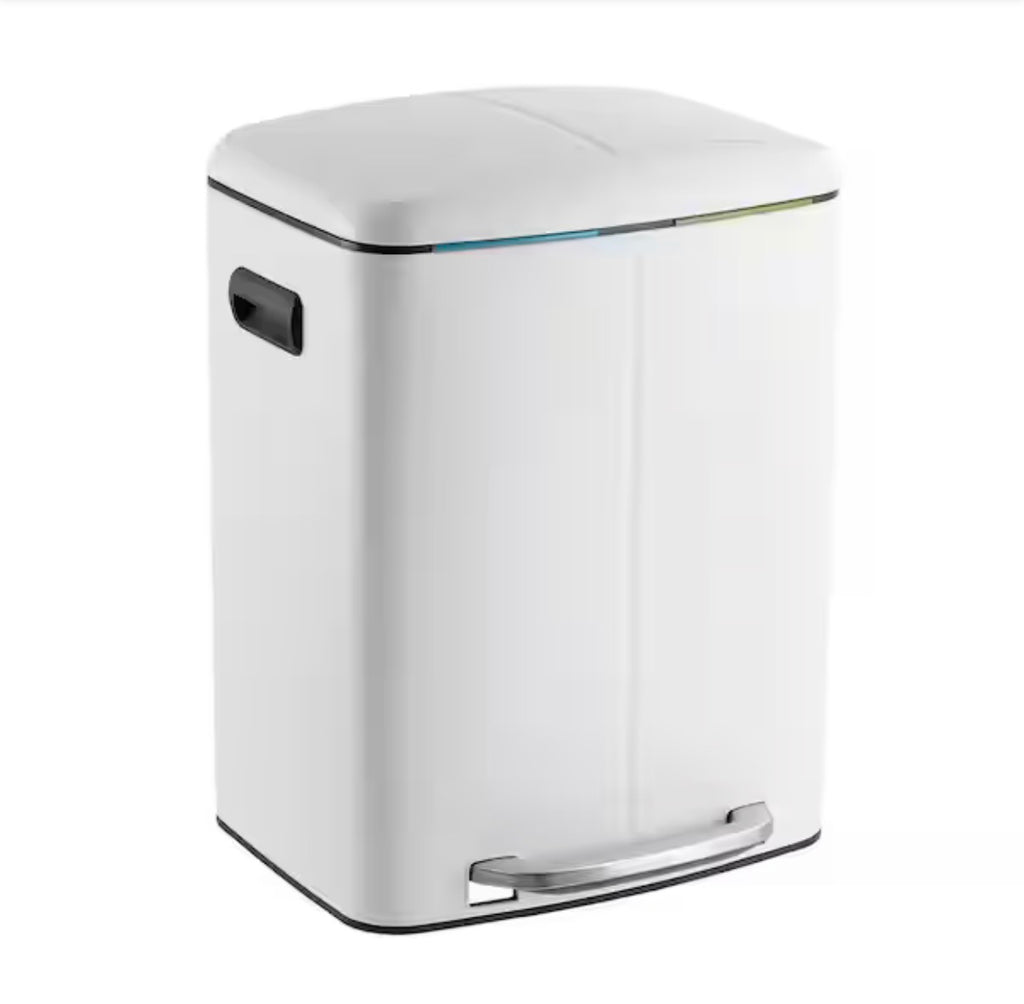Marco 10.5 Gal. White Rectangular Double Bucket Trash Can