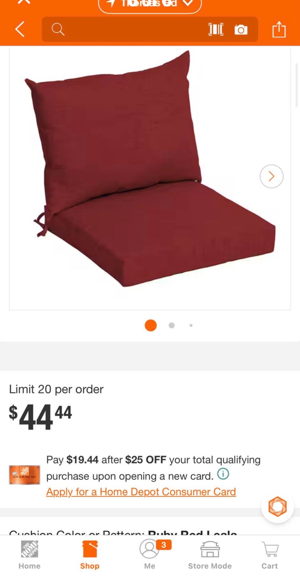 21 in. x 21 in. Ruby Red Leala Outdoor Dining Chair Cushion