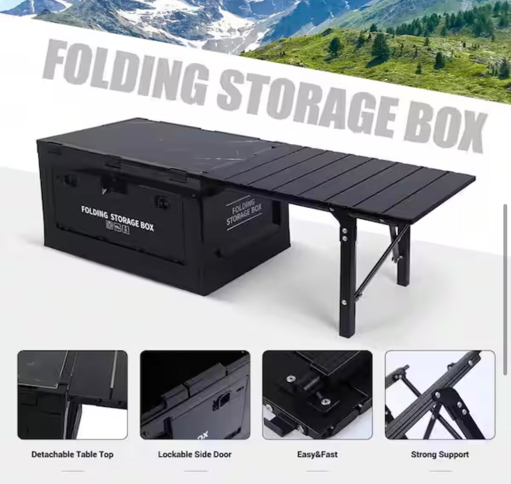 Folding Storage Box with Integrated Table