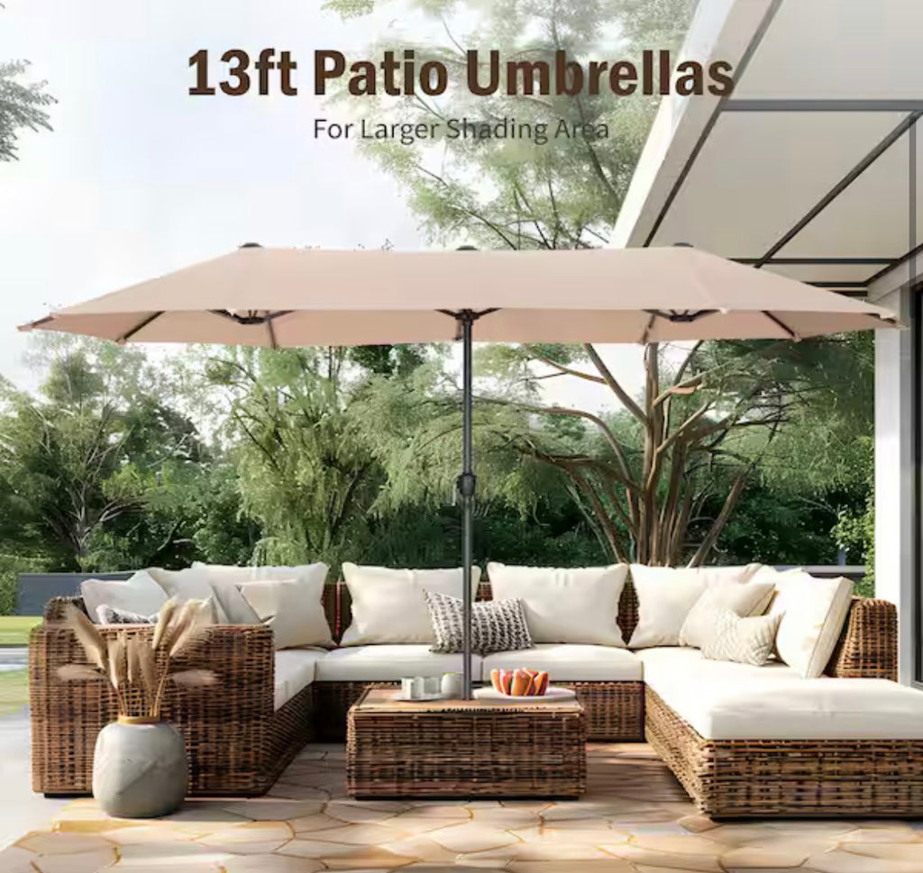 13 ft. Market Patio Umbrella 2-Side in Beige