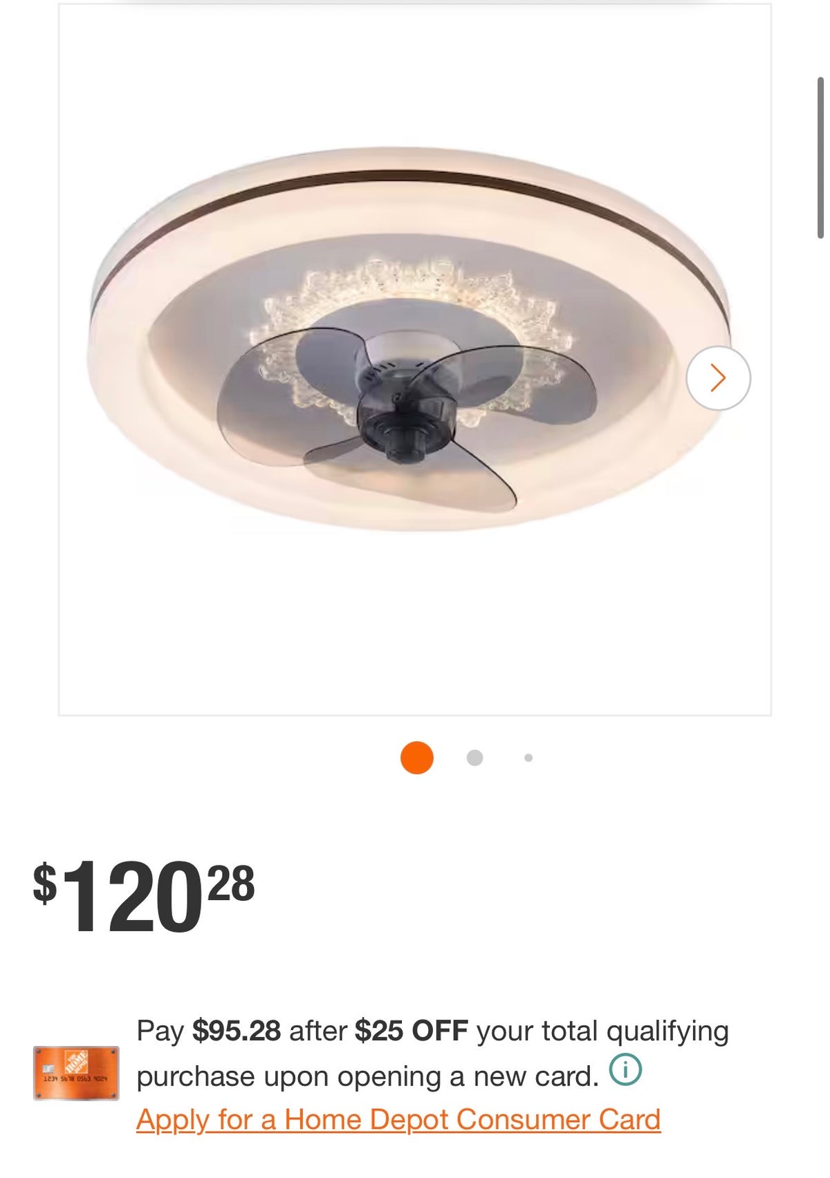 18 in. Modern Crystal Decor LED Ceiling Fan (used)