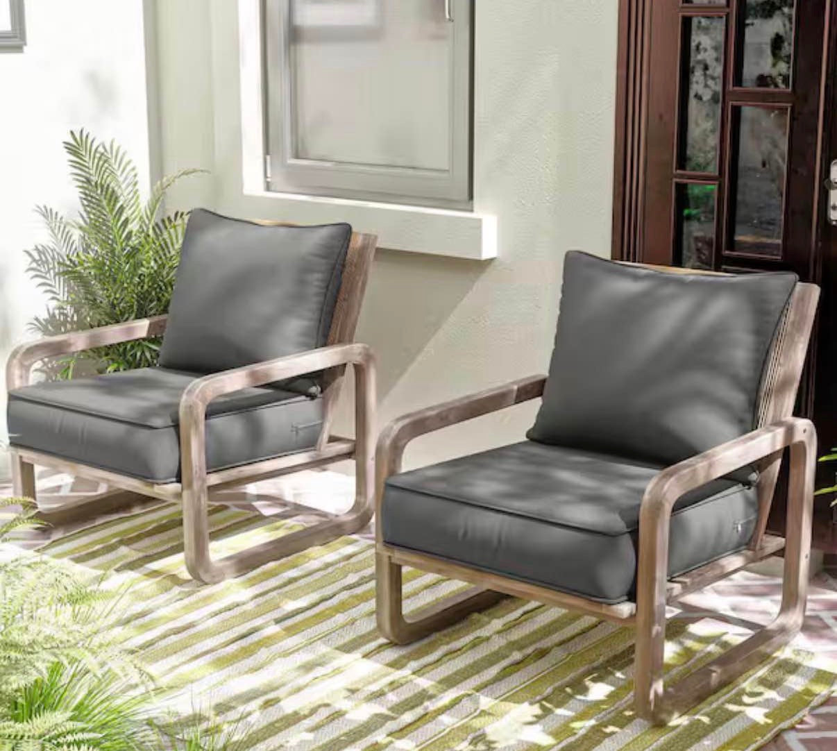 22 in. x 24 in. x 4 in. Square Outdoor Chair Cushion Light Grey