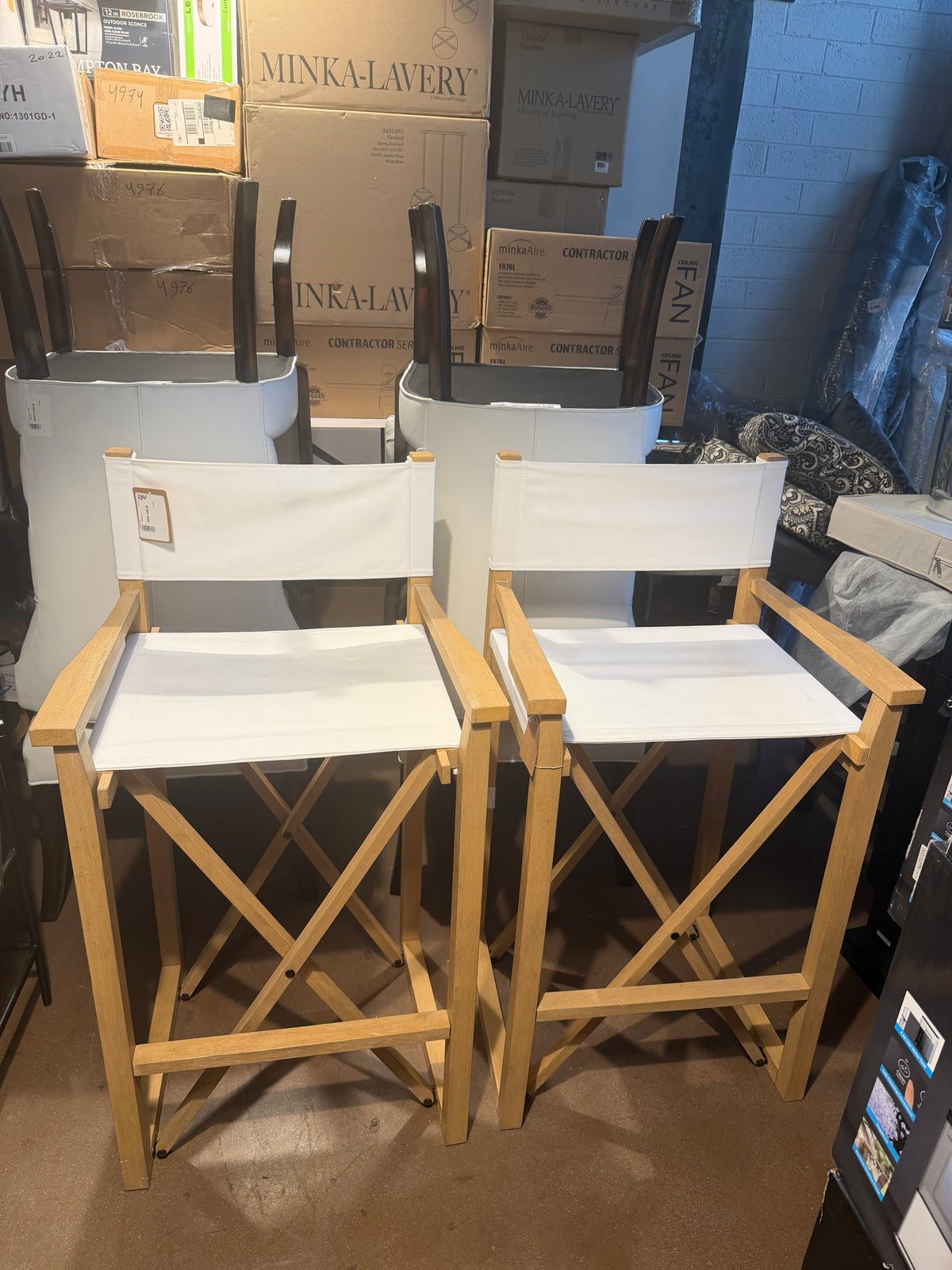 White Director Bar Stools — Set of 2, Solid Wood (Joss & Main)