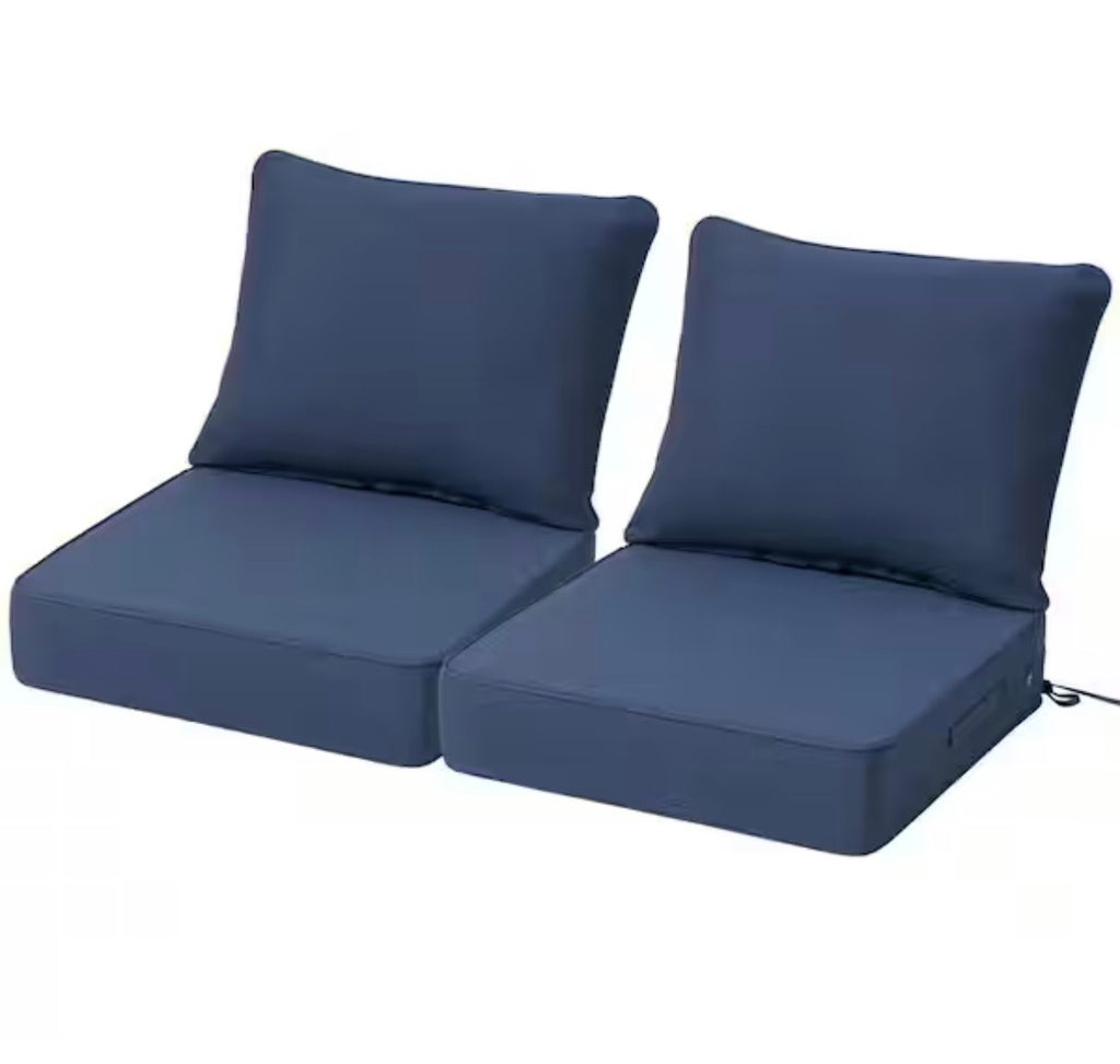 24 in. x 24 in. Set of 2 Patio Outdoor Lounge Chair Cushions