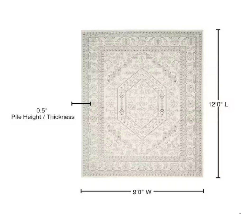 9' x 12' Area Rug Oriental Medallion Design