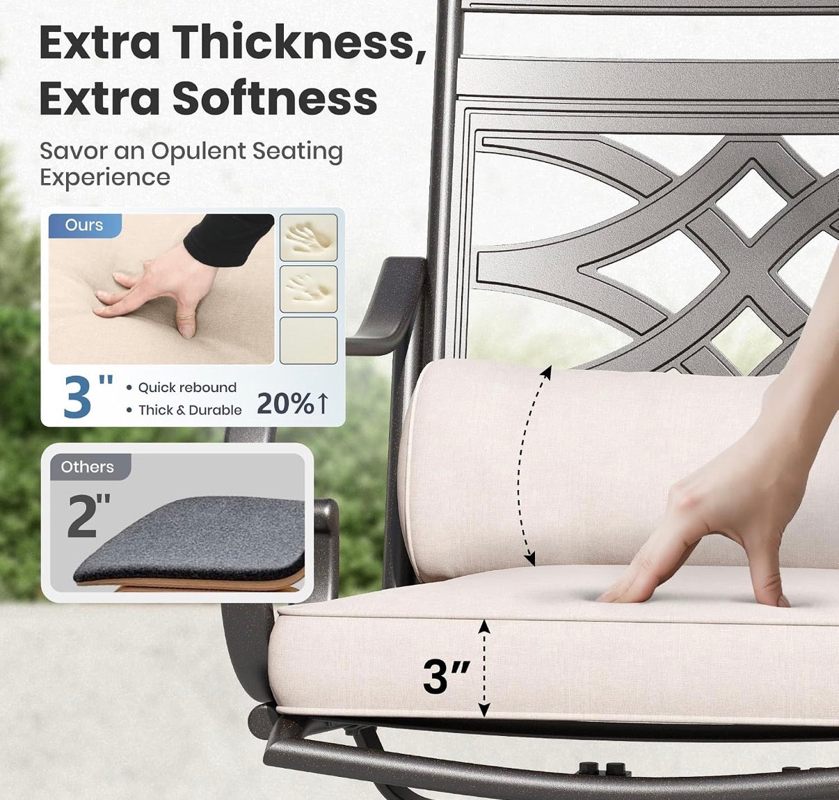 20 x 20x3 in Outdoor Chair Cushions with pillows Set of 4