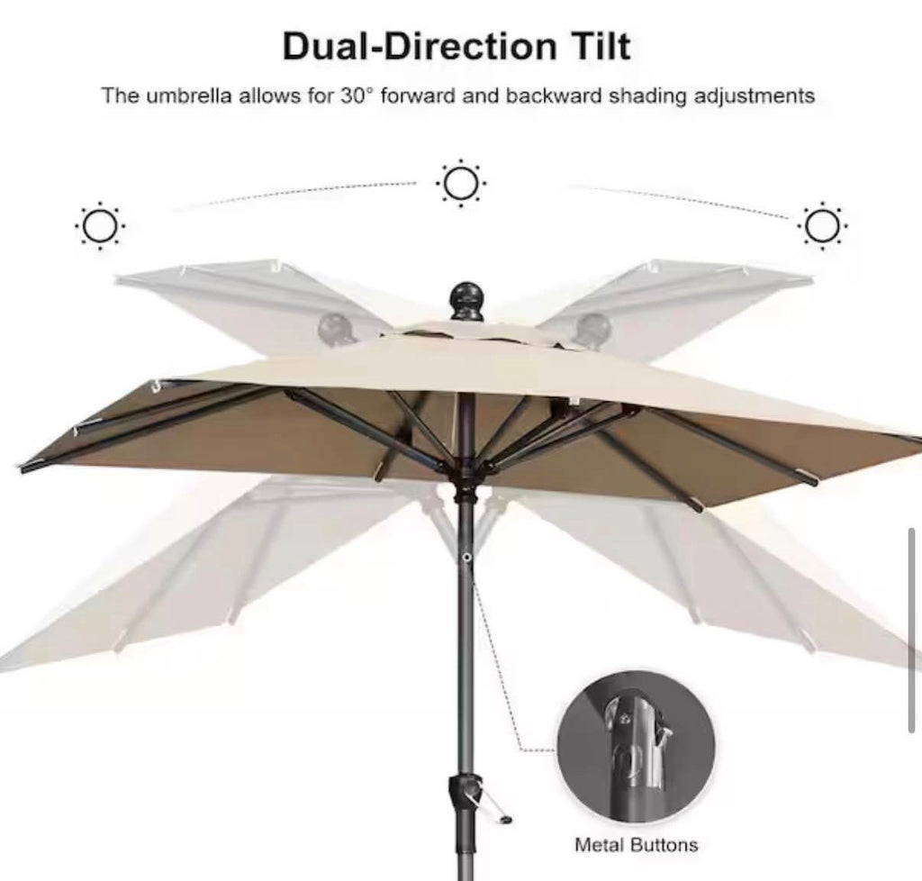 6.5 ft. Square Aluminum Crank and Tilt Outdoor Patio Market Umbrella
