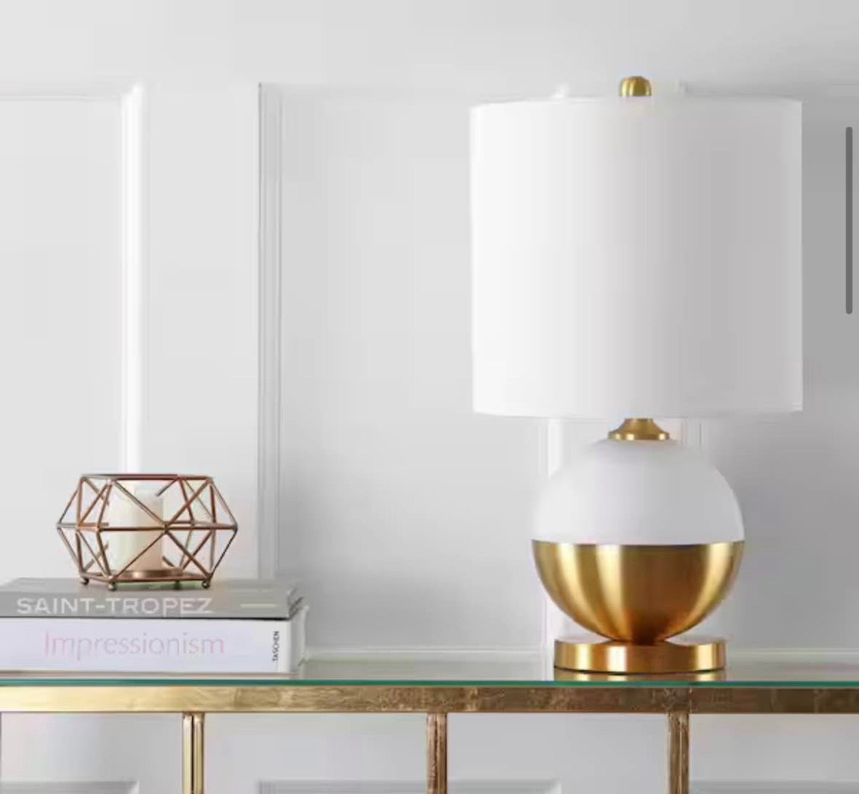Carr 23.5 in. H White/Brass Ceramic/Metal Table Lamp.