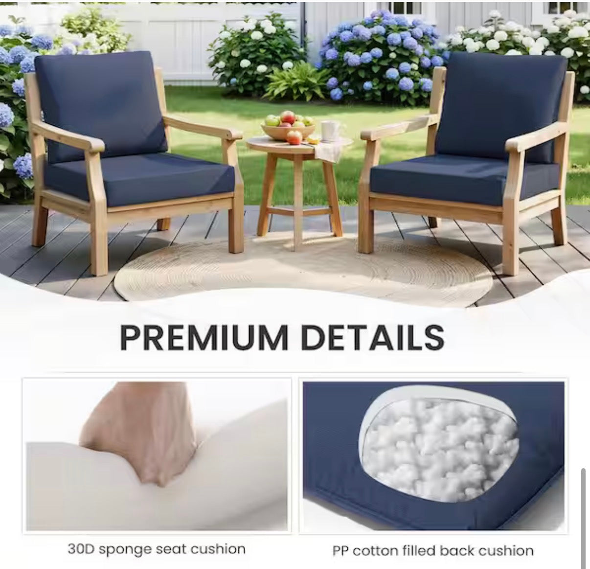 27.6 in. x 24.4 in. x 4.5 in. Patio chair Cushion