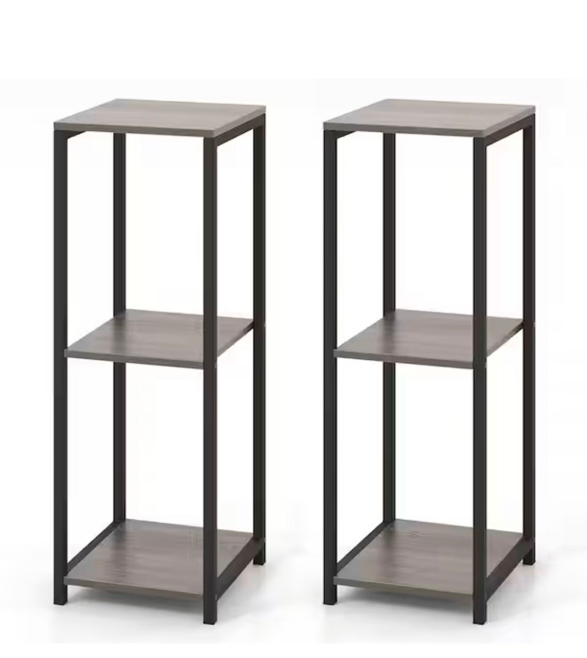 Grey & Black Metal Outdoor Plant Stand (2Pack)