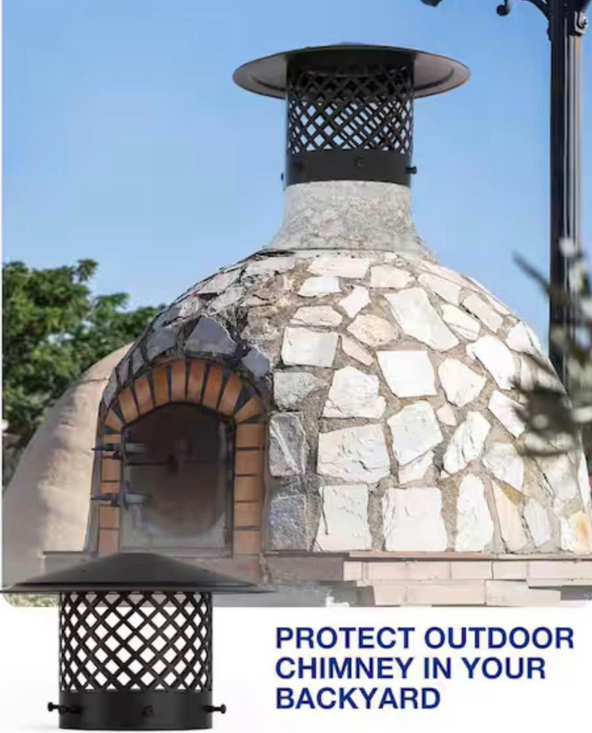 6 in. Black Round Galvanized Steel Fireplace Chimney Cap
