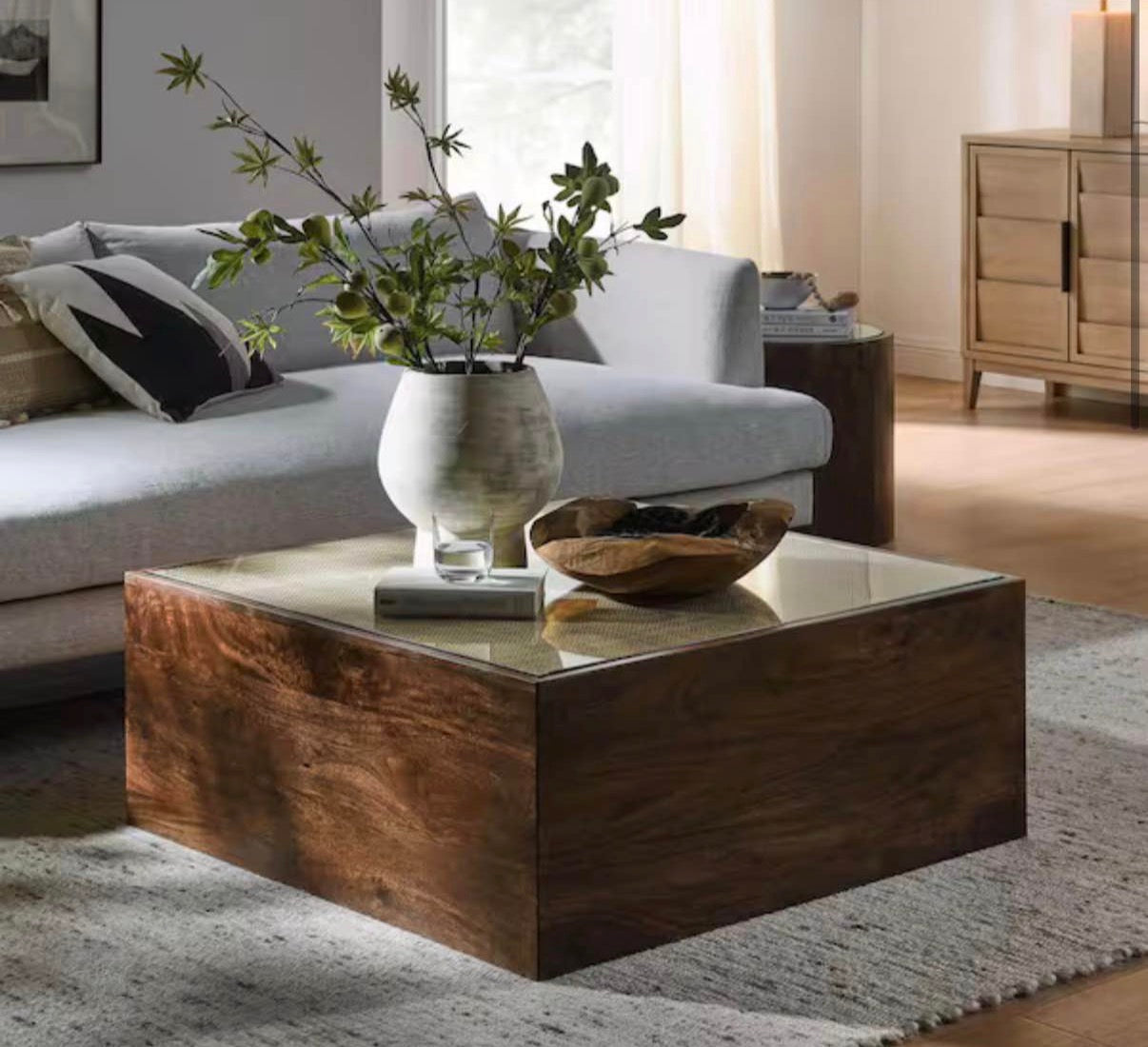 36 in. in Walnut Brown Coffee Table (damaged )