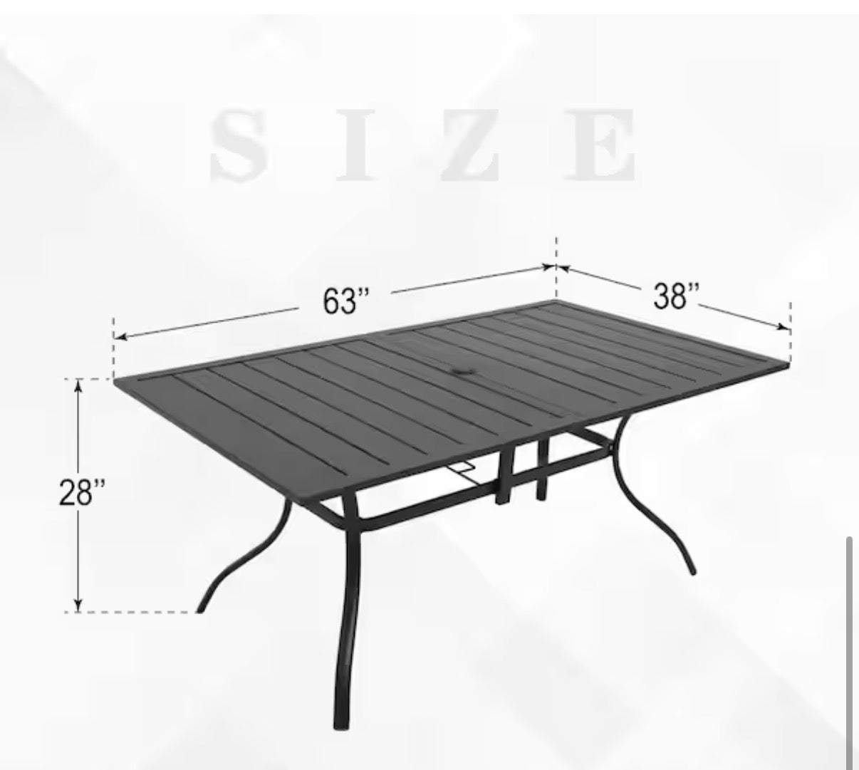 Black Metal Outdoor Dining Table with Umbrella Hole ( used)
