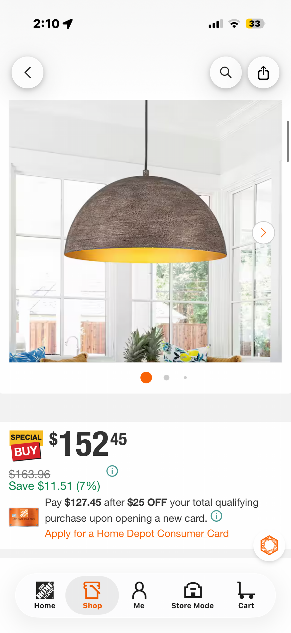 16 in. Vintage Distressed Wood-Grain Dome Pendant Light