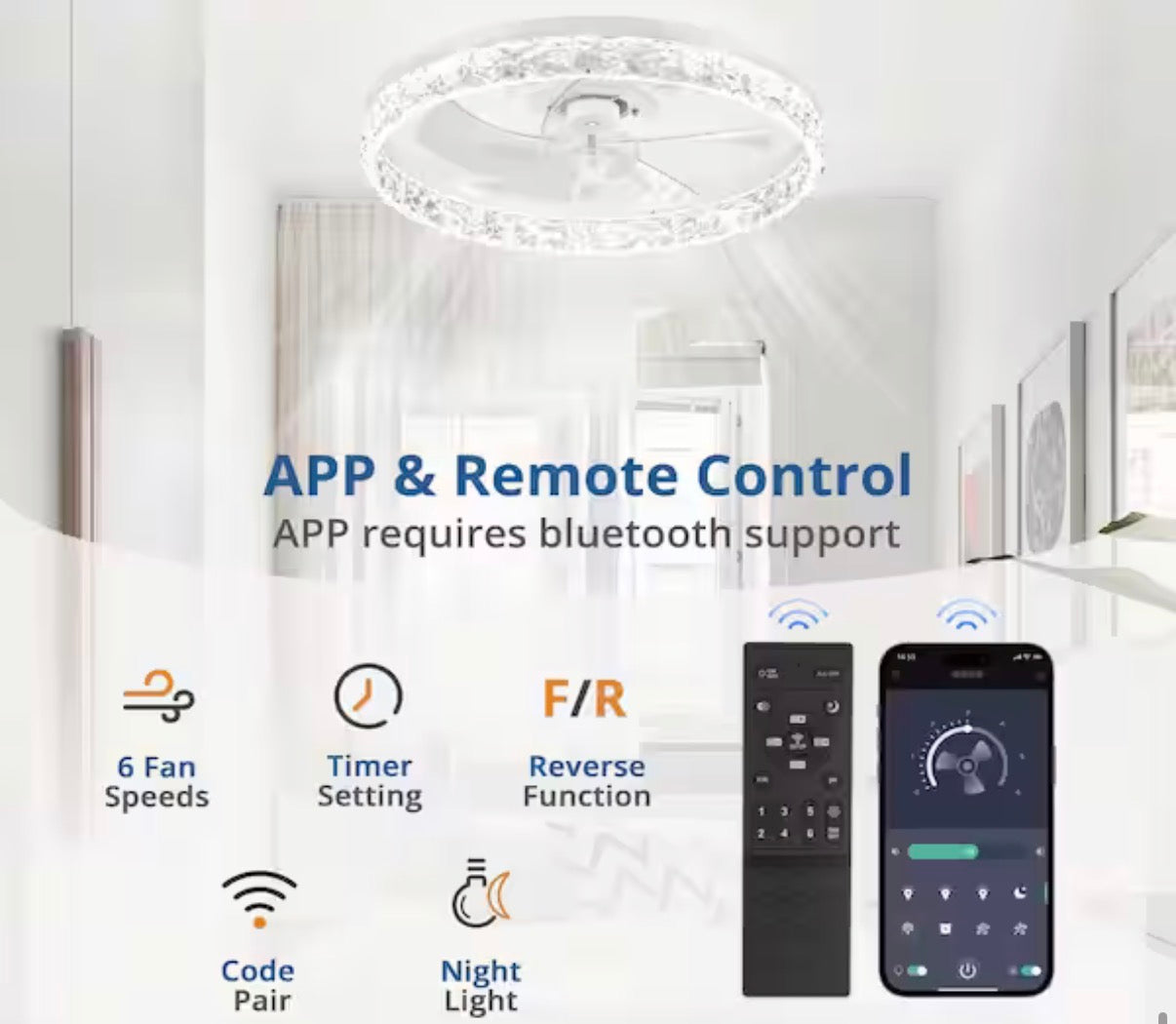 20 in. Smart Flush Mount Color Changing LED Ceiling Fan