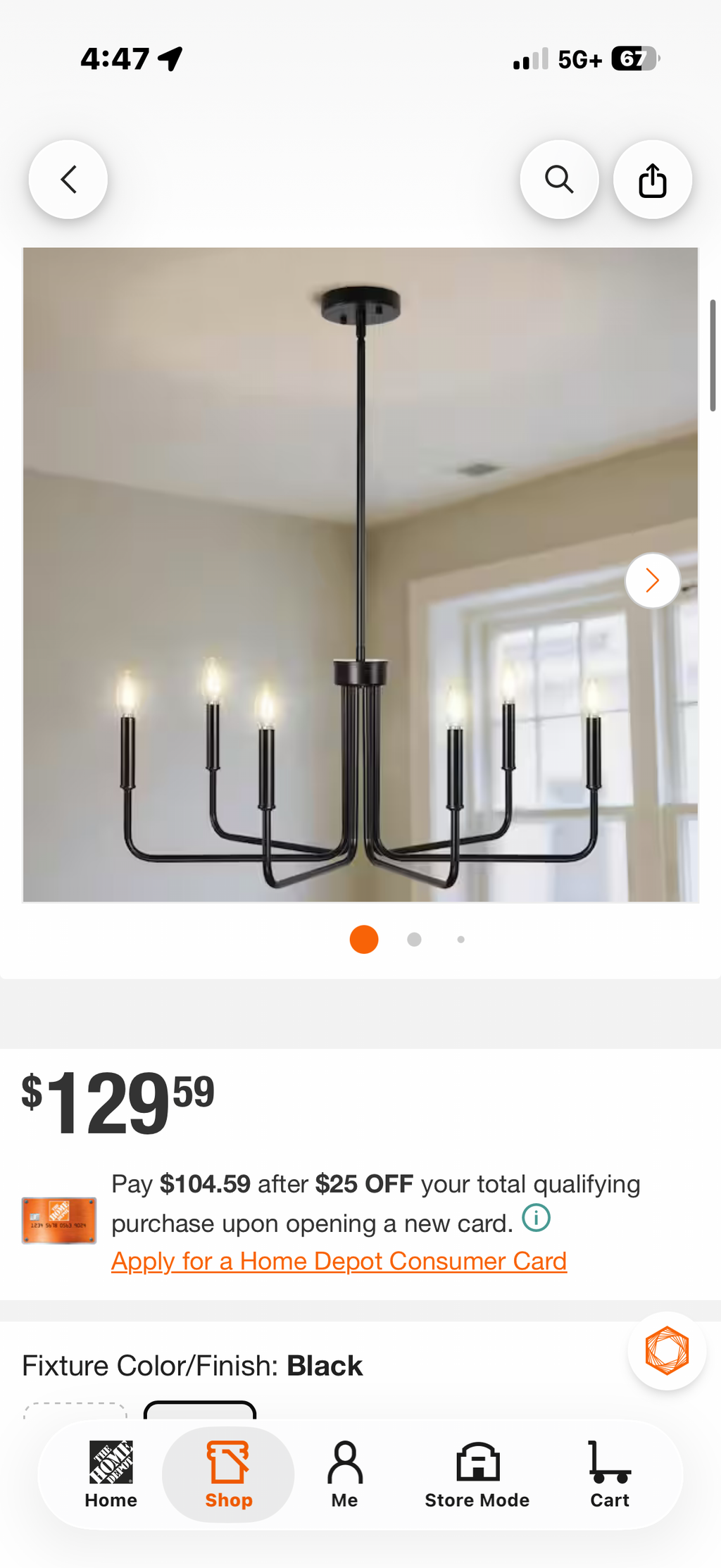 28 in. 6-Light Black Farmhouse Chandelier